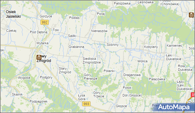 mapa Makowiska gmina Nowy Żmigród, Makowiska gmina Nowy Żmigród na mapie Targeo