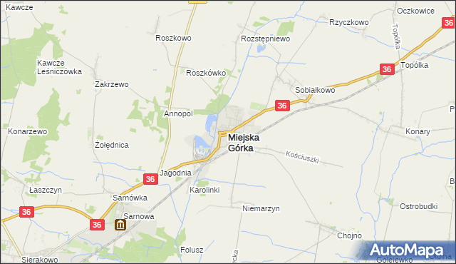 mapa Miejska Górka, Miejska Górka na mapie Targeo