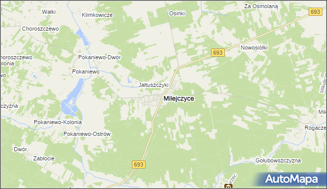 mapa Milejczyce, Milejczyce na mapie Targeo