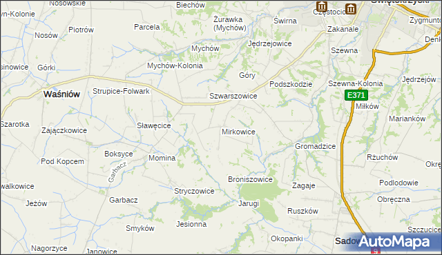 mapa Mirkowice gmina Bodzechów, Mirkowice gmina Bodzechów na mapie Targeo