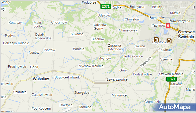 mapa Mychów, Mychów na mapie Targeo