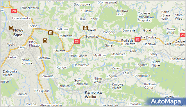 mapa Mystków, Mystków na mapie Targeo