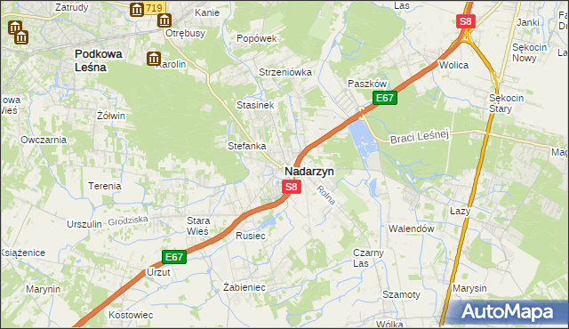 mapa Nadarzyn powiat pruszkowski, Nadarzyn powiat pruszkowski na mapie Targeo