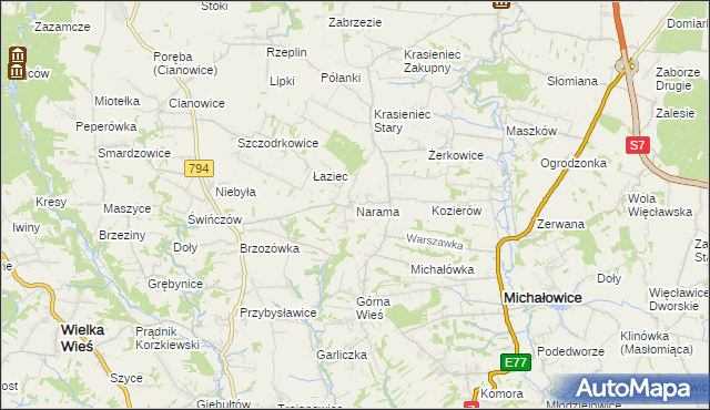 mapa Narama, Narama na mapie Targeo