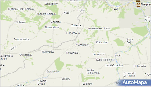 mapa Niezabitów, Niezabitów na mapie Targeo