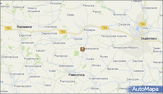 mapa Niezwojowice, Niezwojowice na mapie Targeo