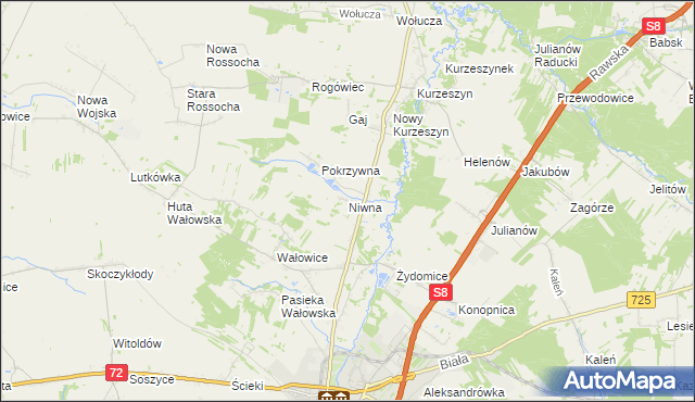 mapa Niwna, Niwna na mapie Targeo