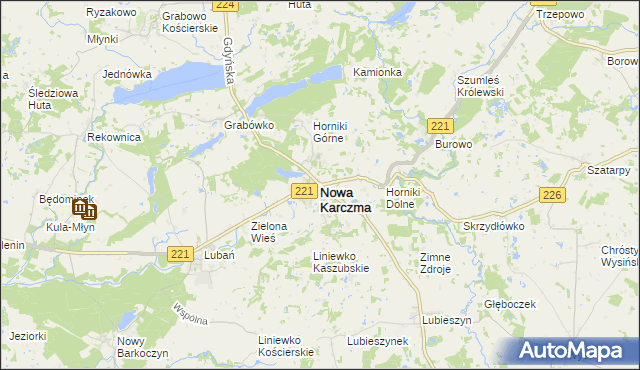 mapa Nowa Karczma powiat kościerski, Nowa Karczma powiat kościerski na mapie Targeo