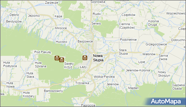 mapa Nowa Słupia, Nowa Słupia na mapie Targeo