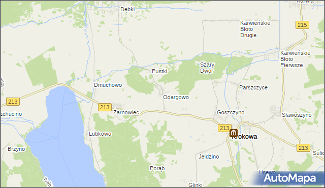 mapa Odargowo gmina Krokowa, Odargowo gmina Krokowa na mapie Targeo