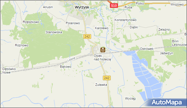 mapa Osiek nad Notecią, Osiek nad Notecią na mapie Targeo