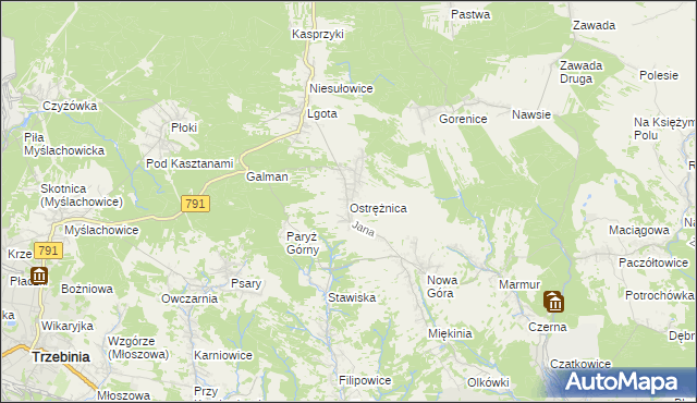 mapa Ostrężnica, Ostrężnica na mapie Targeo