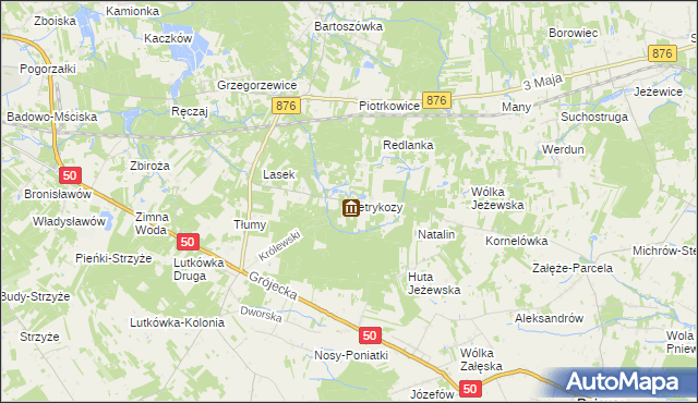 mapa Petrykozy gmina Żabia Wola, Petrykozy gmina Żabia Wola na mapie Targeo