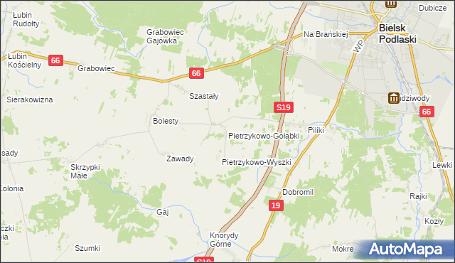 mapa Pietrzykowo-Gołąbki, Pietrzykowo-Gołąbki na mapie Targeo