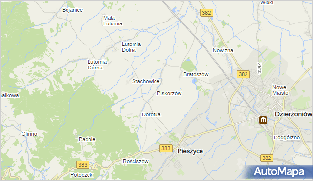 mapa Piskorzów gmina Pieszyce, Piskorzów gmina Pieszyce na mapie Targeo