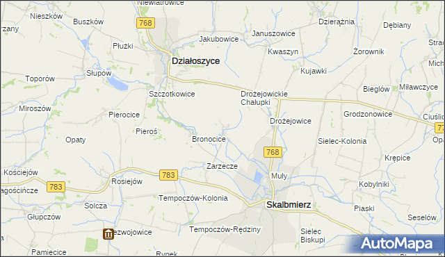 mapa Podgaje gmina Skalbmierz, Podgaje gmina Skalbmierz na mapie Targeo