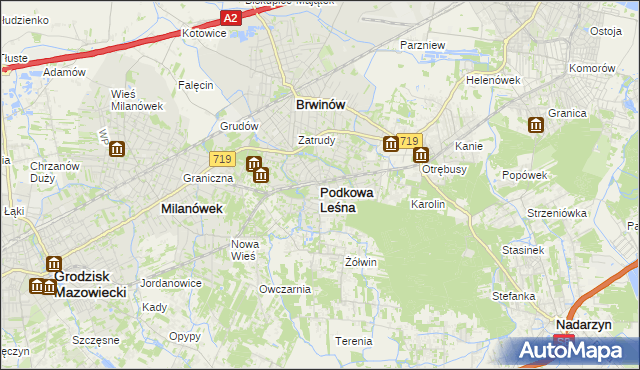 mapa Podkowa Leśna, Podkowa Leśna na mapie Targeo