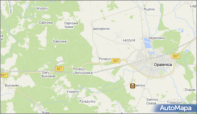 mapa Porażyn, Porażyn na mapie Targeo