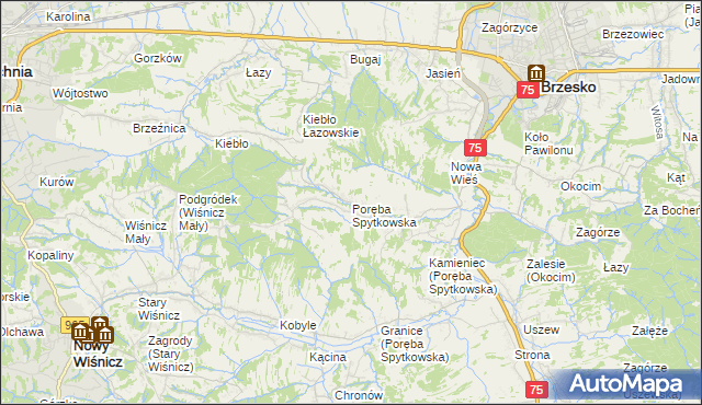 mapa Poręba Spytkowska, Poręba Spytkowska na mapie Targeo