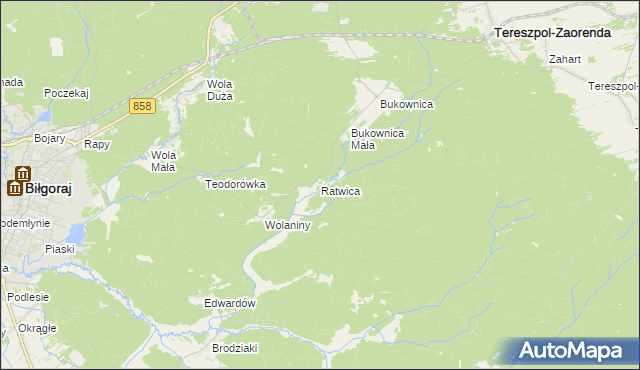 mapa Ratwica, Ratwica na mapie Targeo