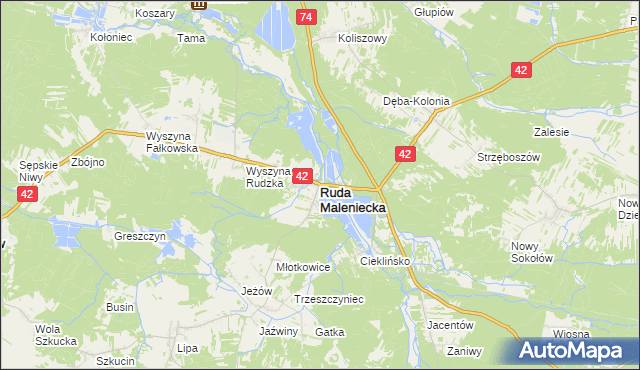 mapa Ruda Maleniecka, Ruda Maleniecka na mapie Targeo