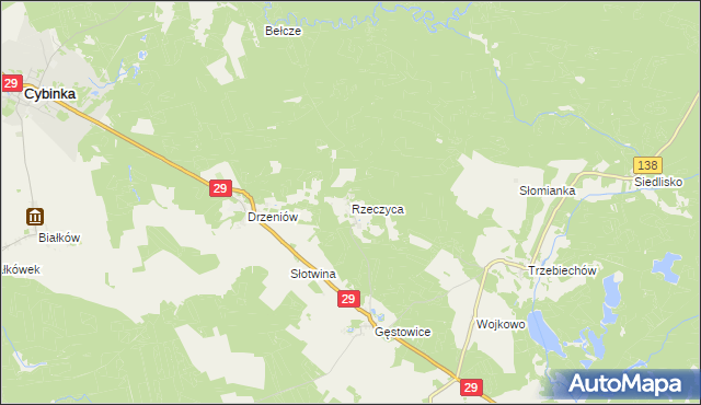 mapa Rzeczyca gmina Maszewo, Rzeczyca gmina Maszewo na mapie Targeo