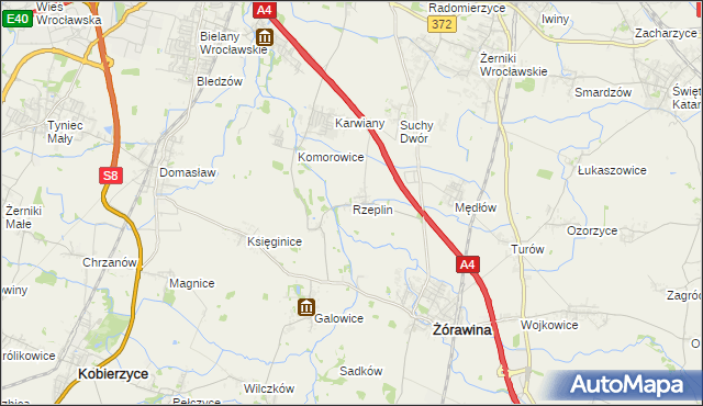 mapa Rzeplin gmina Żórawina, Rzeplin gmina Żórawina na mapie Targeo