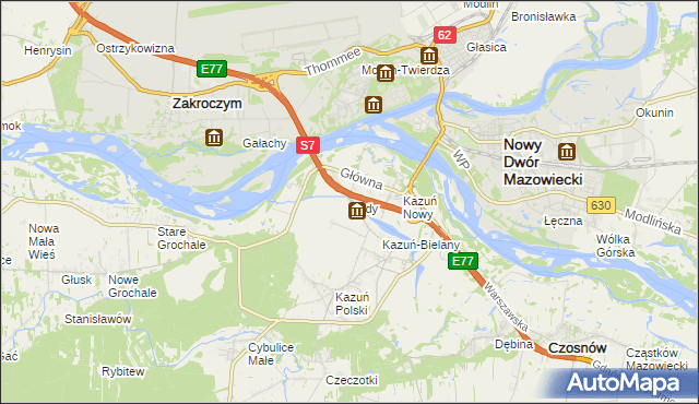 mapa Sady gmina Czosnów, Sady gmina Czosnów na mapie Targeo