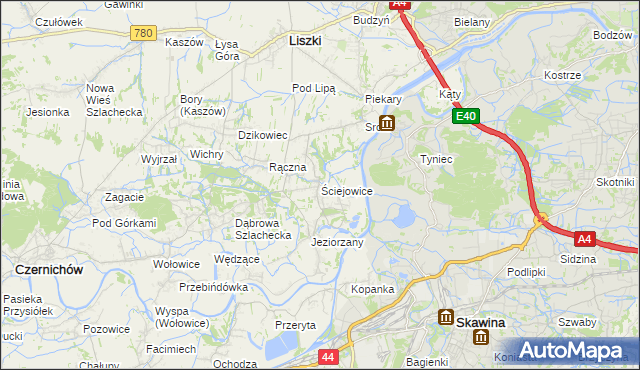 mapa Ściejowice, Ściejowice na mapie Targeo