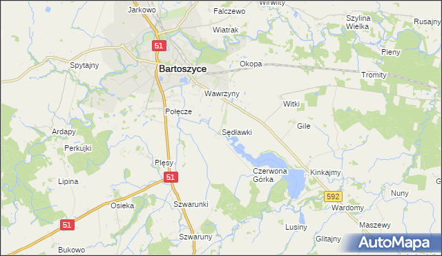 mapa Sędławki, Sędławki na mapie Targeo