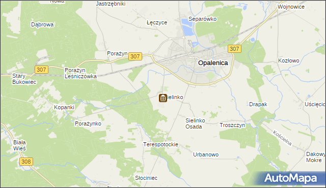 mapa Sielinko, Sielinko na mapie Targeo