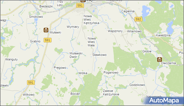 mapa Sławkowo gmina Kętrzyn, Sławkowo gmina Kętrzyn na mapie Targeo