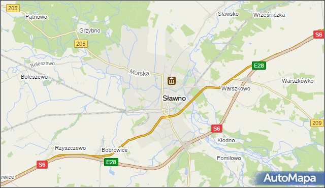 mapa Sławno, Sławno na mapie Targeo