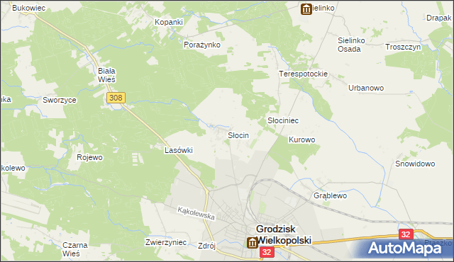 mapa Słocin, Słocin na mapie Targeo