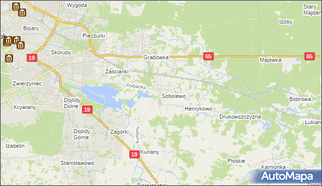 mapa Sobolewo gmina Supraśl, Sobolewo gmina Supraśl na mapie Targeo