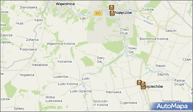 mapa Stary Gaj gmina Wojciechów, Stary Gaj gmina Wojciechów na mapie Targeo