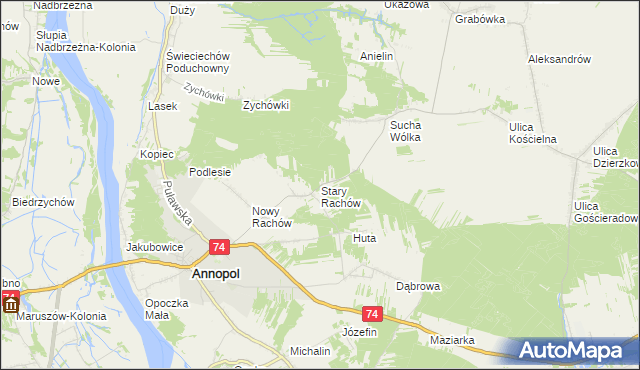 mapa Stary Rachów, Stary Rachów na mapie Targeo