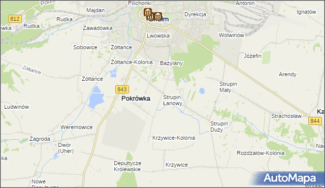 mapa Strupin Łanowy, Strupin Łanowy na mapie Targeo