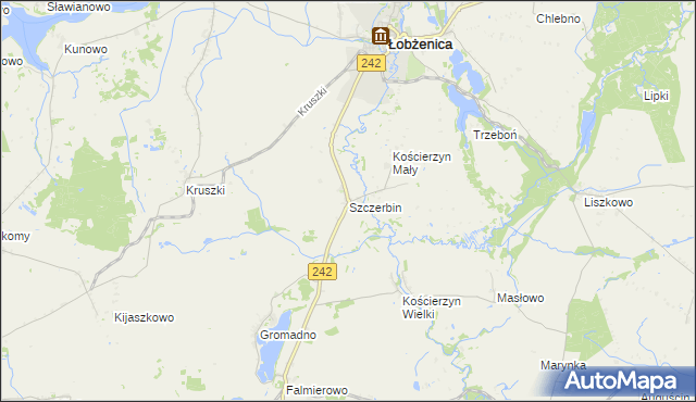mapa Szczerbin gmina Łobżenica, Szczerbin gmina Łobżenica na mapie Targeo