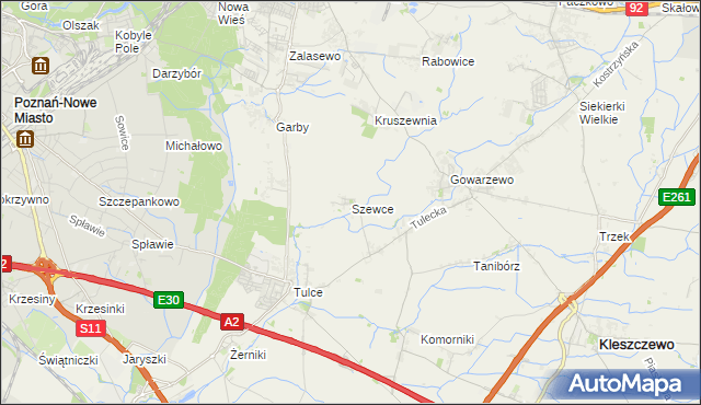 mapa Szewce gmina Kleszczewo, Szewce gmina Kleszczewo na mapie Targeo