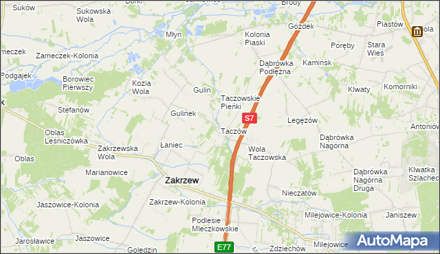 mapa Taczów, Taczów na mapie Targeo