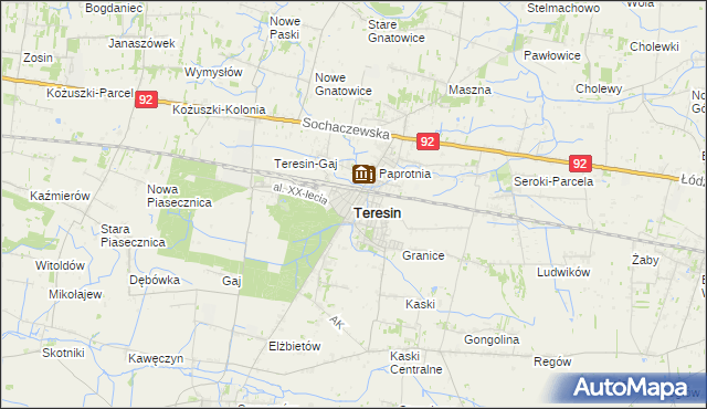 mapa Teresin powiat sochaczewski, Teresin powiat sochaczewski na mapie Targeo