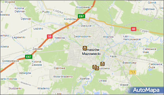 mapa Tomaszów Mazowiecki, Tomaszów Mazowiecki na mapie Targeo