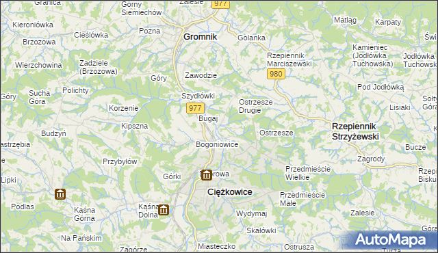 mapa Tursko gmina Ciężkowice, Tursko gmina Ciężkowice na mapie Targeo