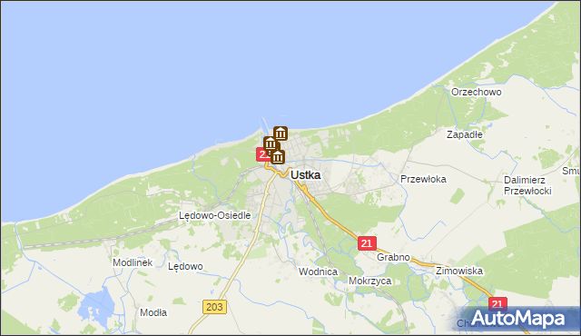 mapa Ustka, Ustka na mapie Targeo