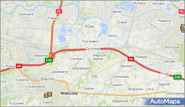 mapa Węgrzce Wielkie, Węgrzce Wielkie na mapie Targeo