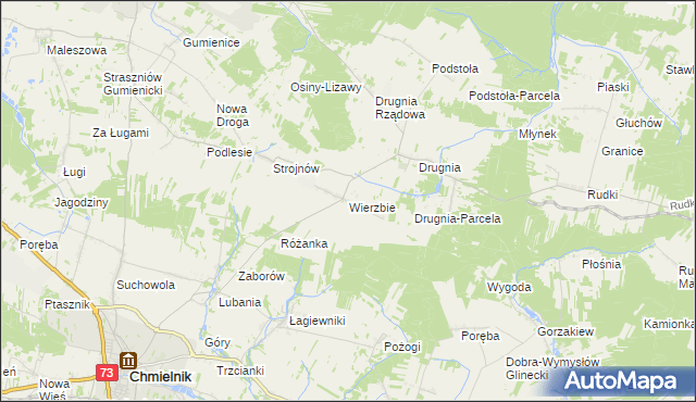 mapa Wierzbie gmina Pierzchnica, Wierzbie gmina Pierzchnica na mapie Targeo