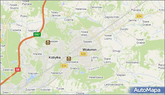 mapa Wołomin, Wołomin na mapie Targeo