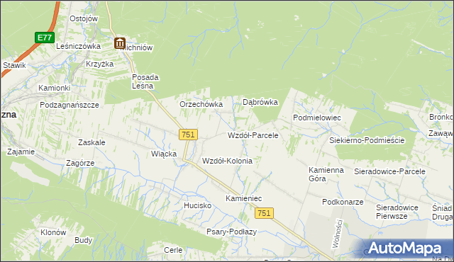 mapa Wzdół-Parcele, Wzdół-Parcele na mapie Targeo