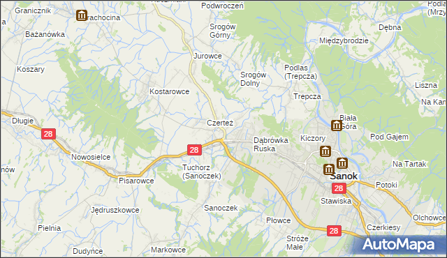 mapa Zabłotce gmina Sanok, Zabłotce gmina Sanok na mapie Targeo